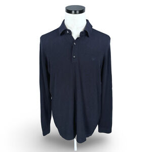 Buttercloth Sweater Polo Shirt Men’s Large Blue Cotton Long Sleeve Pullover